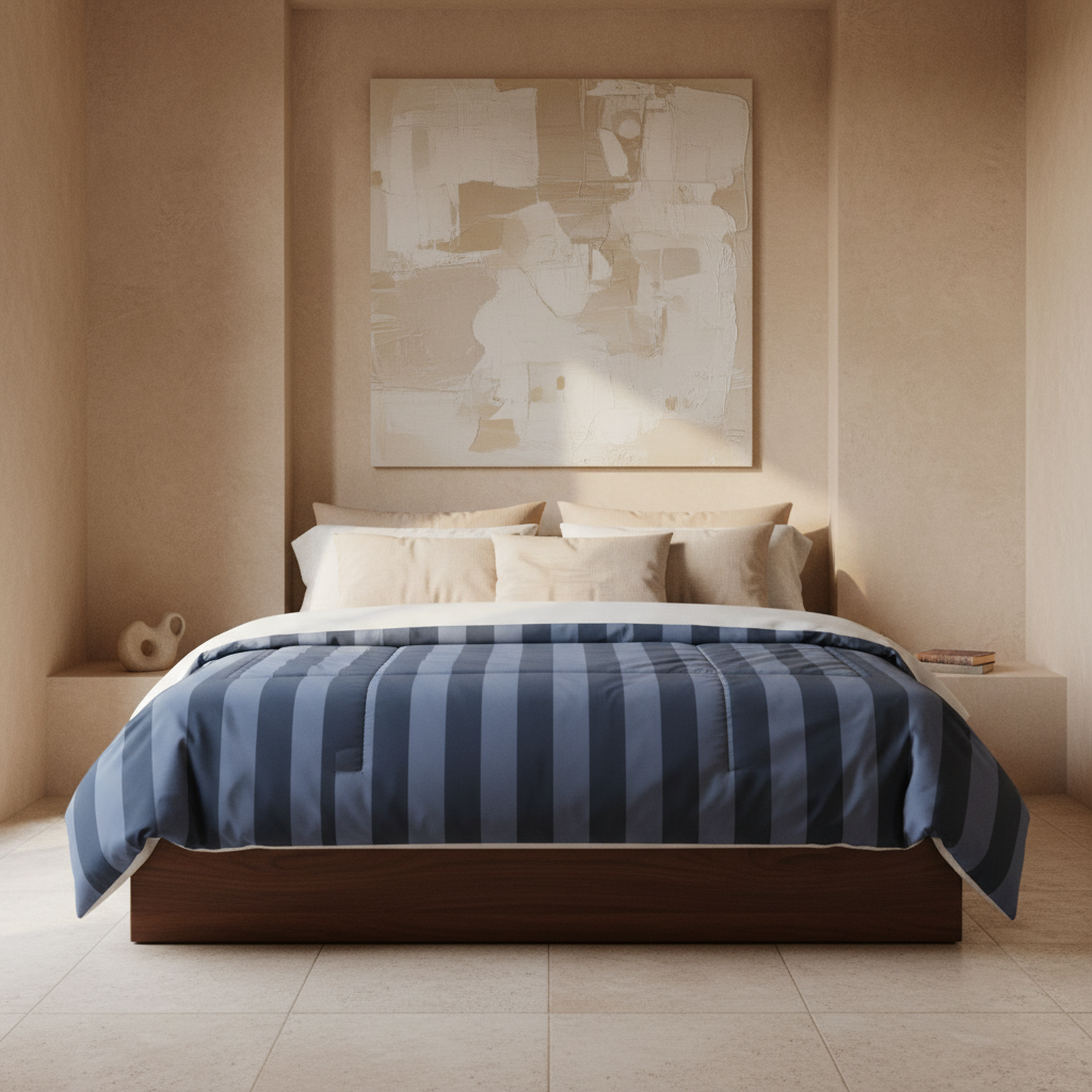 Blue Stripe Quilted Comforter - Mirfia