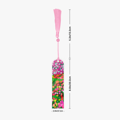 Bookmark with tassels pink