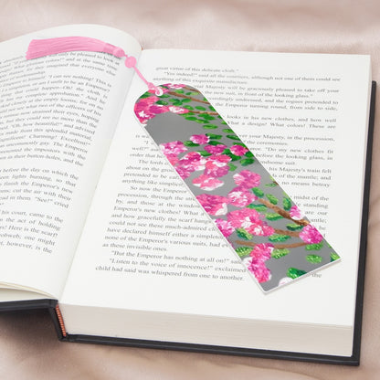 floral pink bookmark with pink tassel