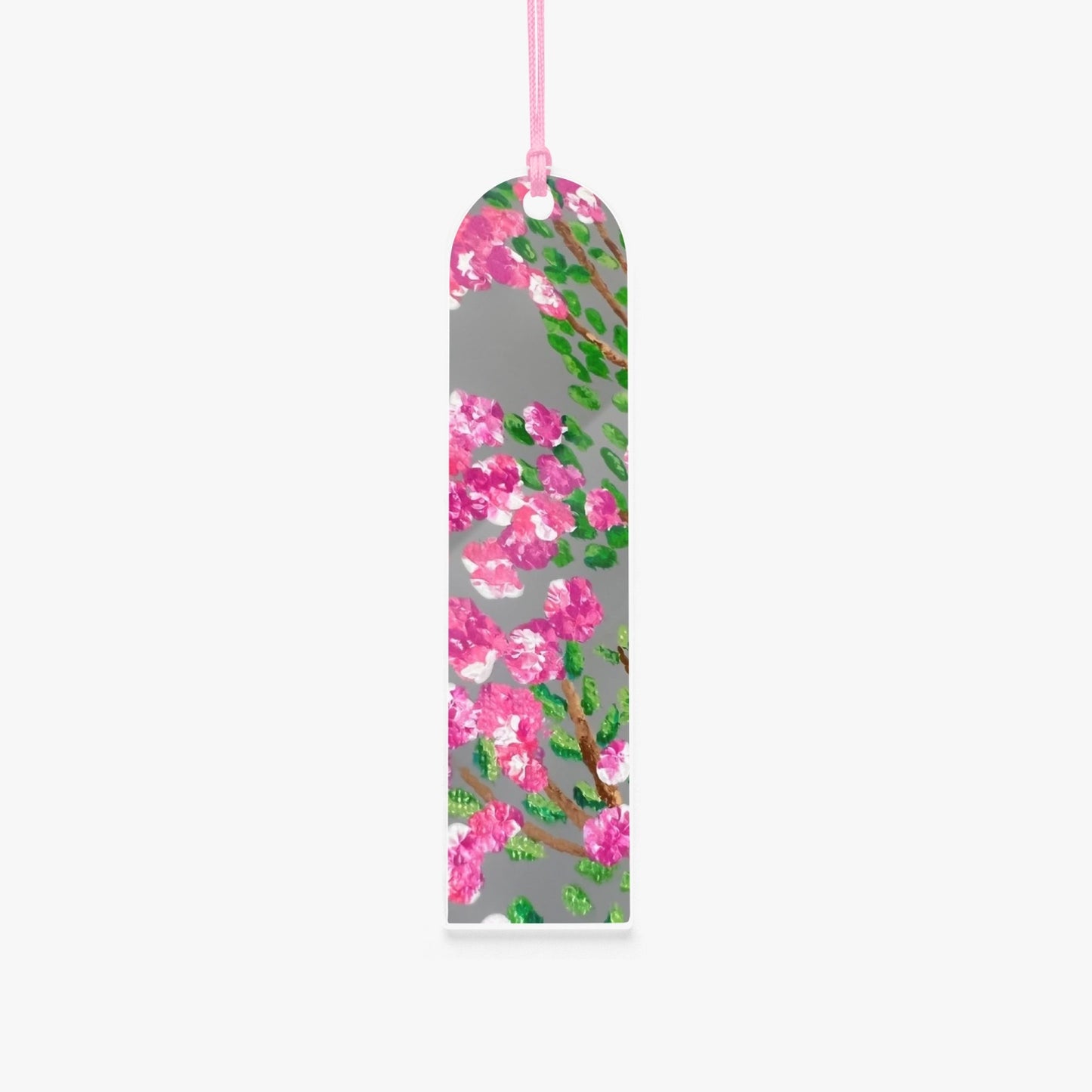 floral pink bookmark with pink tassel