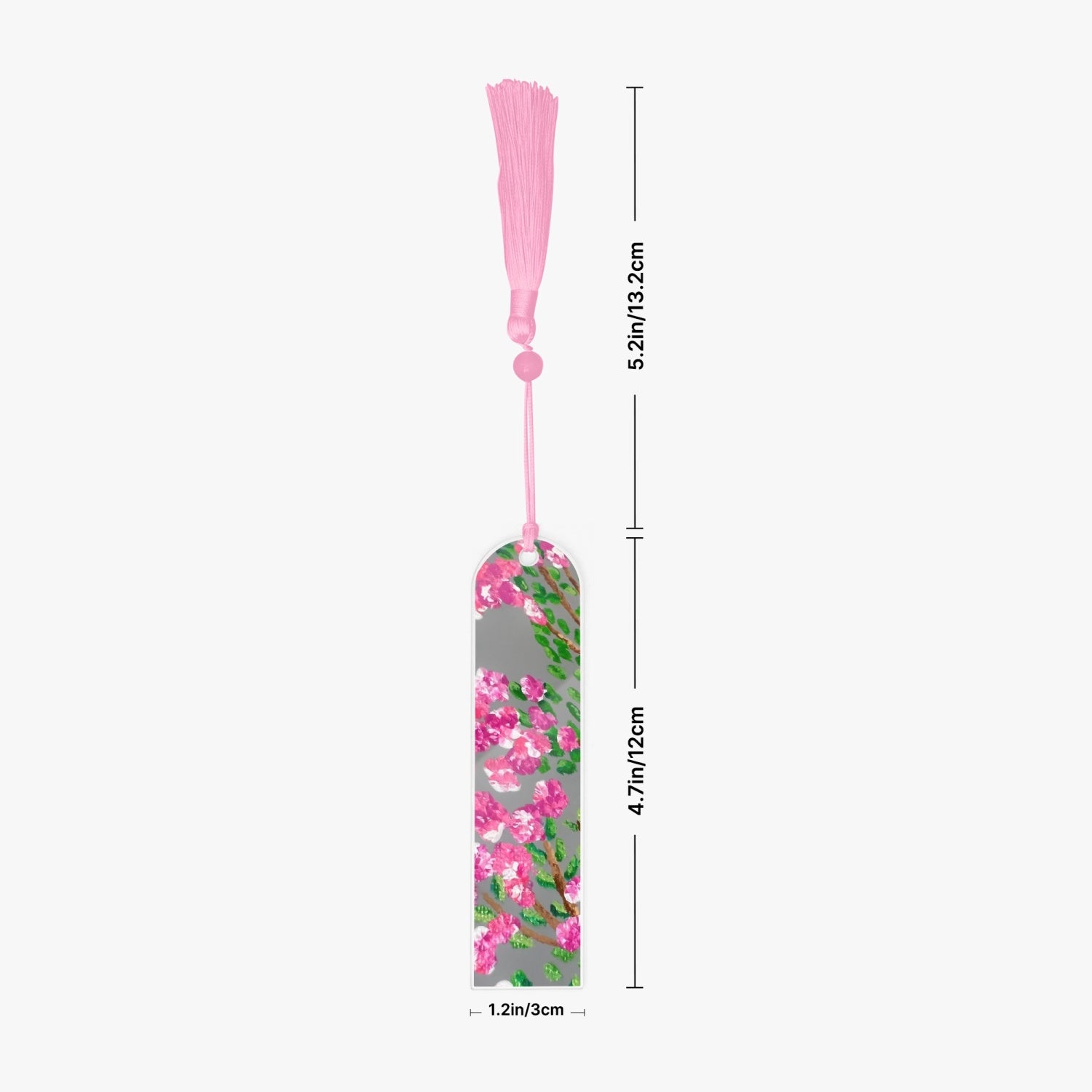 floral pink bookmark with pink tassel