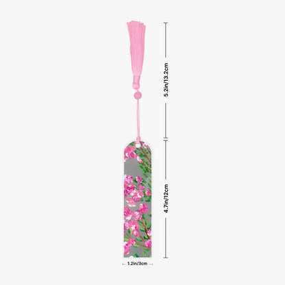 floral pink bookmark with pink tassel