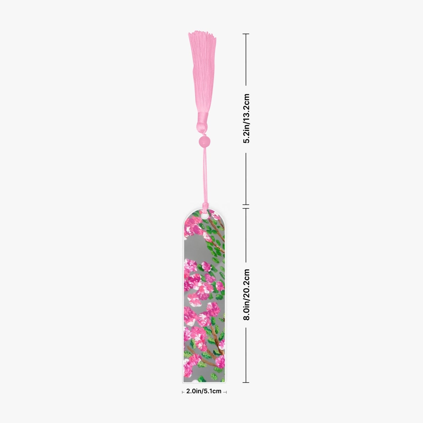 floral pink bookmark with pink tassel