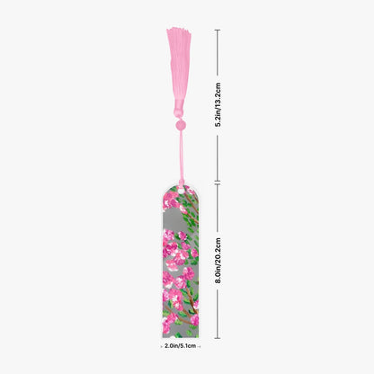 floral pink bookmark with pink tassel