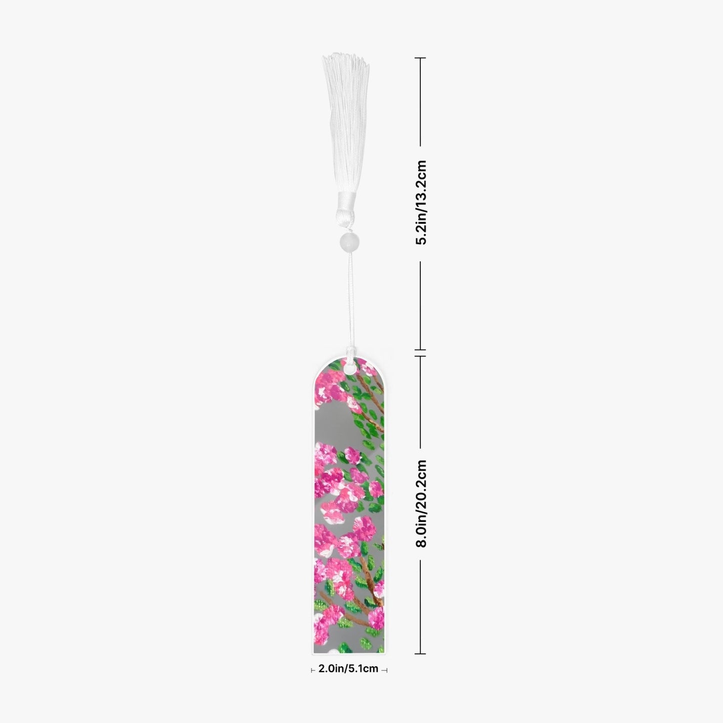 floral pink bookmark with white tassel