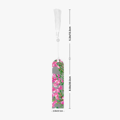 floral pink bookmark with white tassel