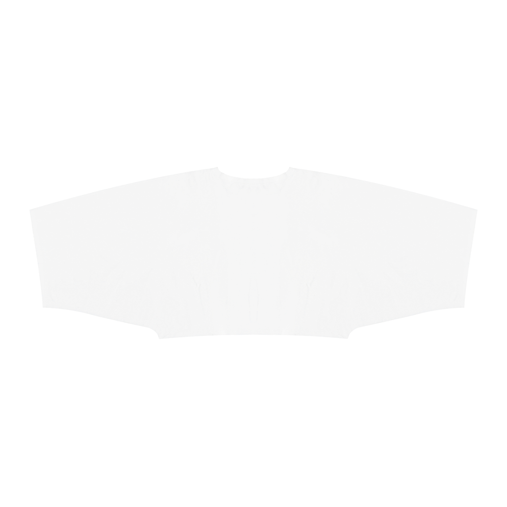 back view flat lay of women's boxy batwing dolman sleeve white t-shirt