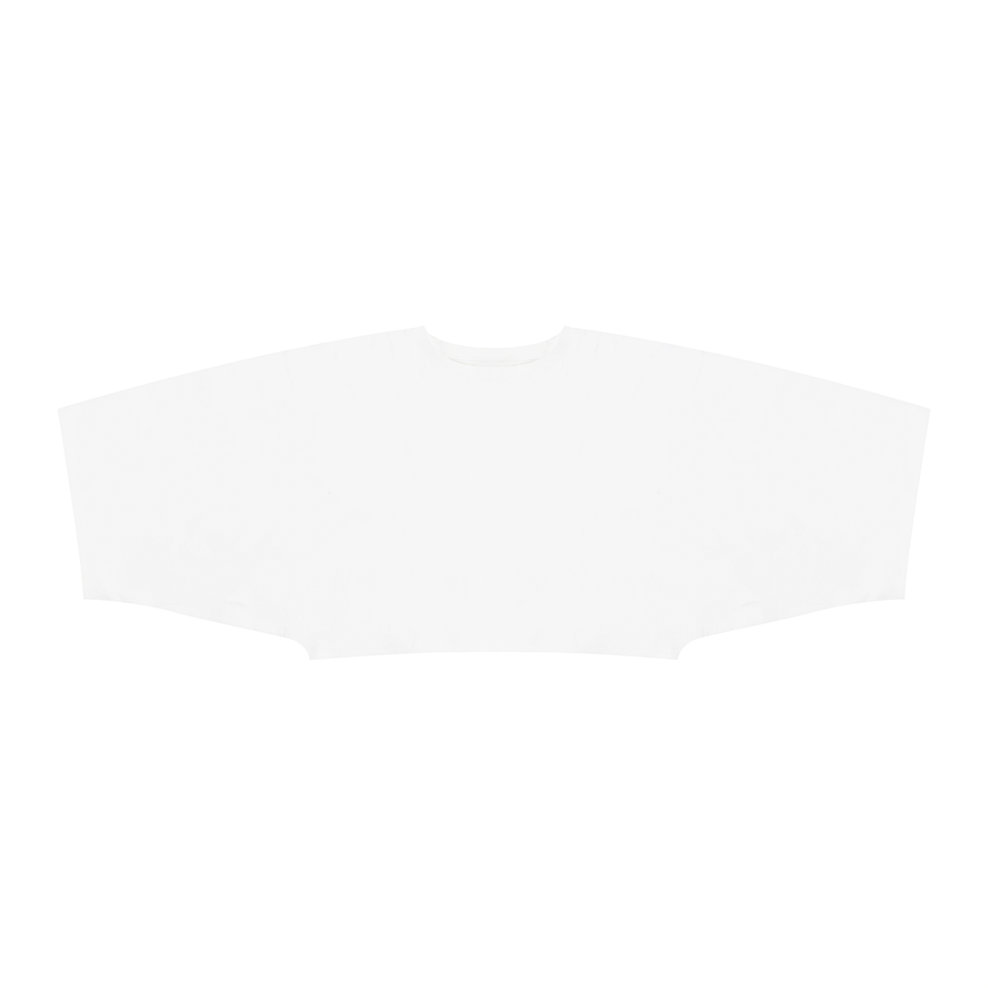 front view flat lay of women's boxy batwing dolman sleeve white t-shirt