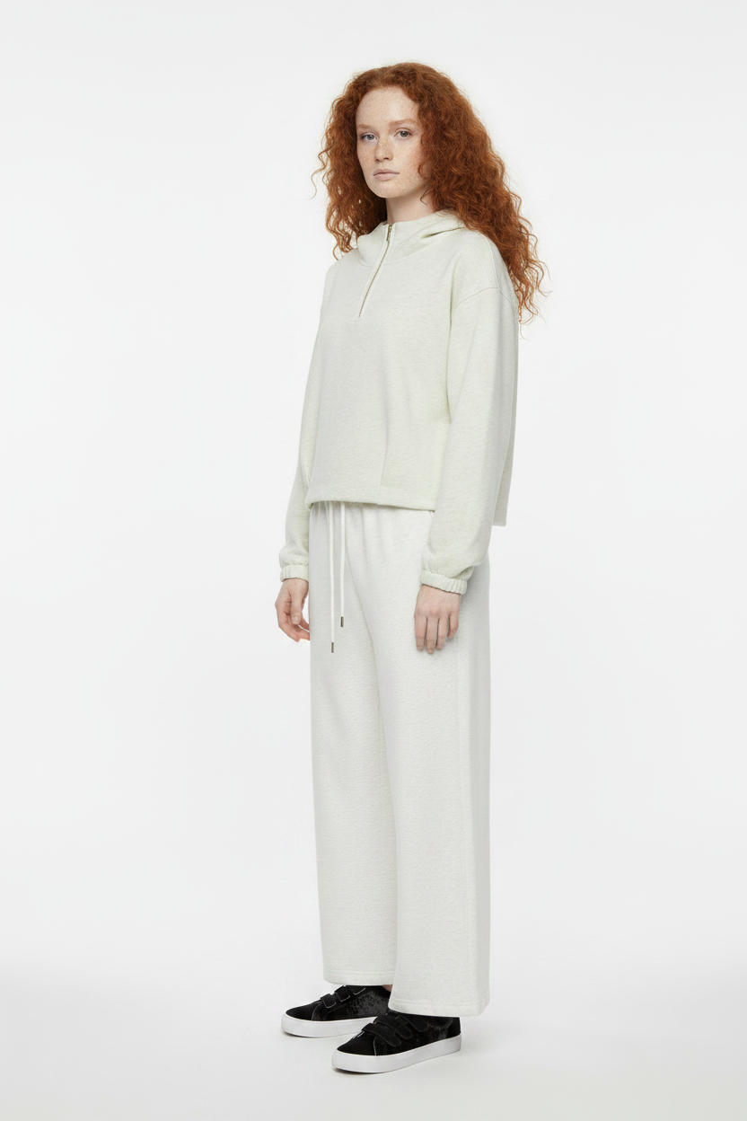 Riley — White Hoodie Set, Side View