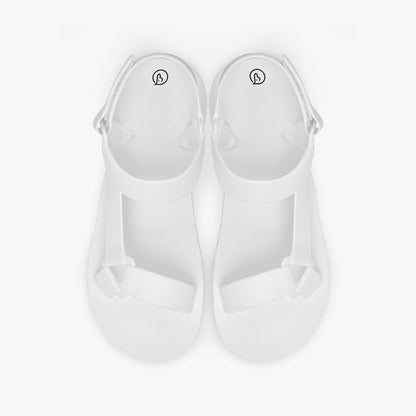 Humble Sportswear, women's white slingback sandals with velcro adjustable straps