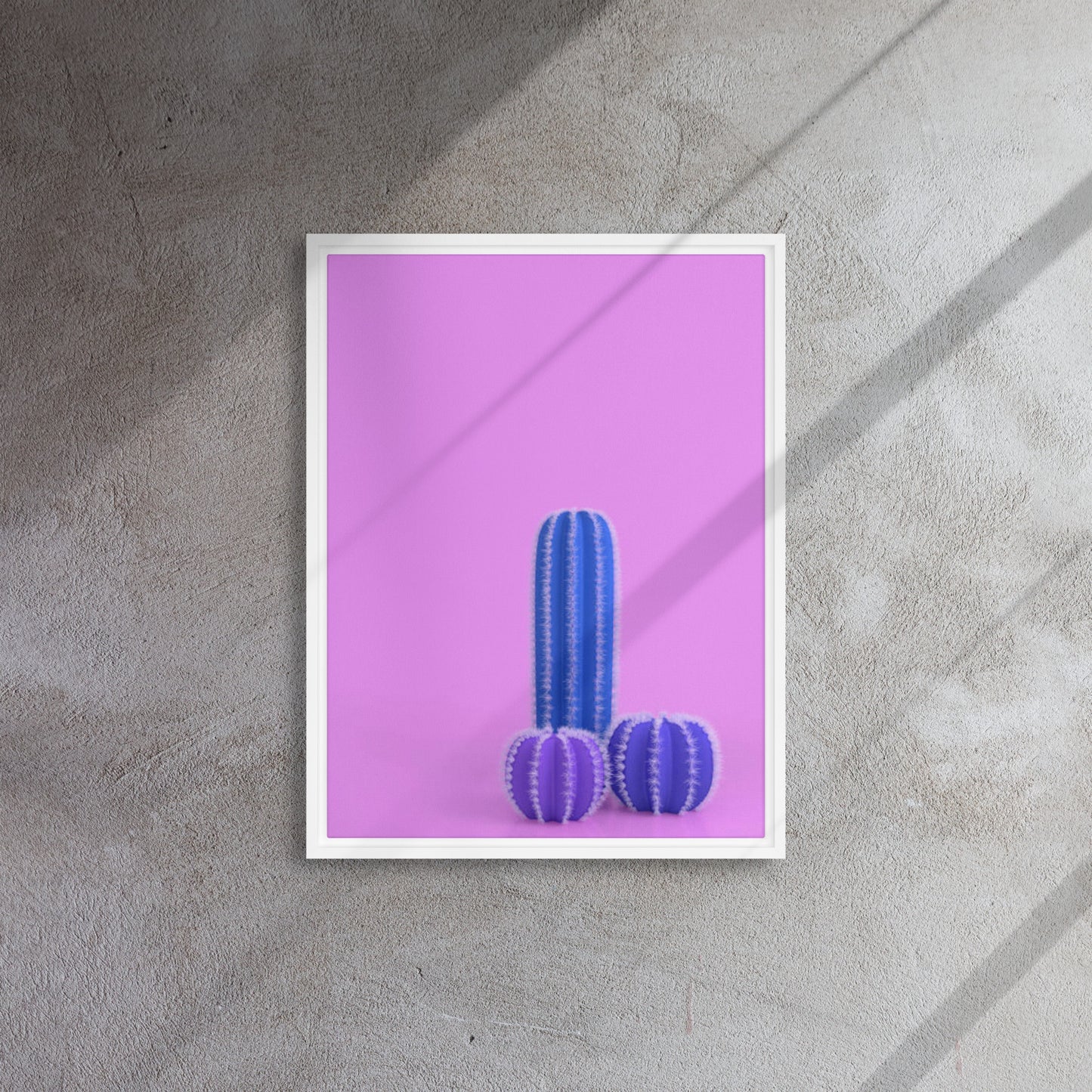 cactus canvas print wall art white floater frame