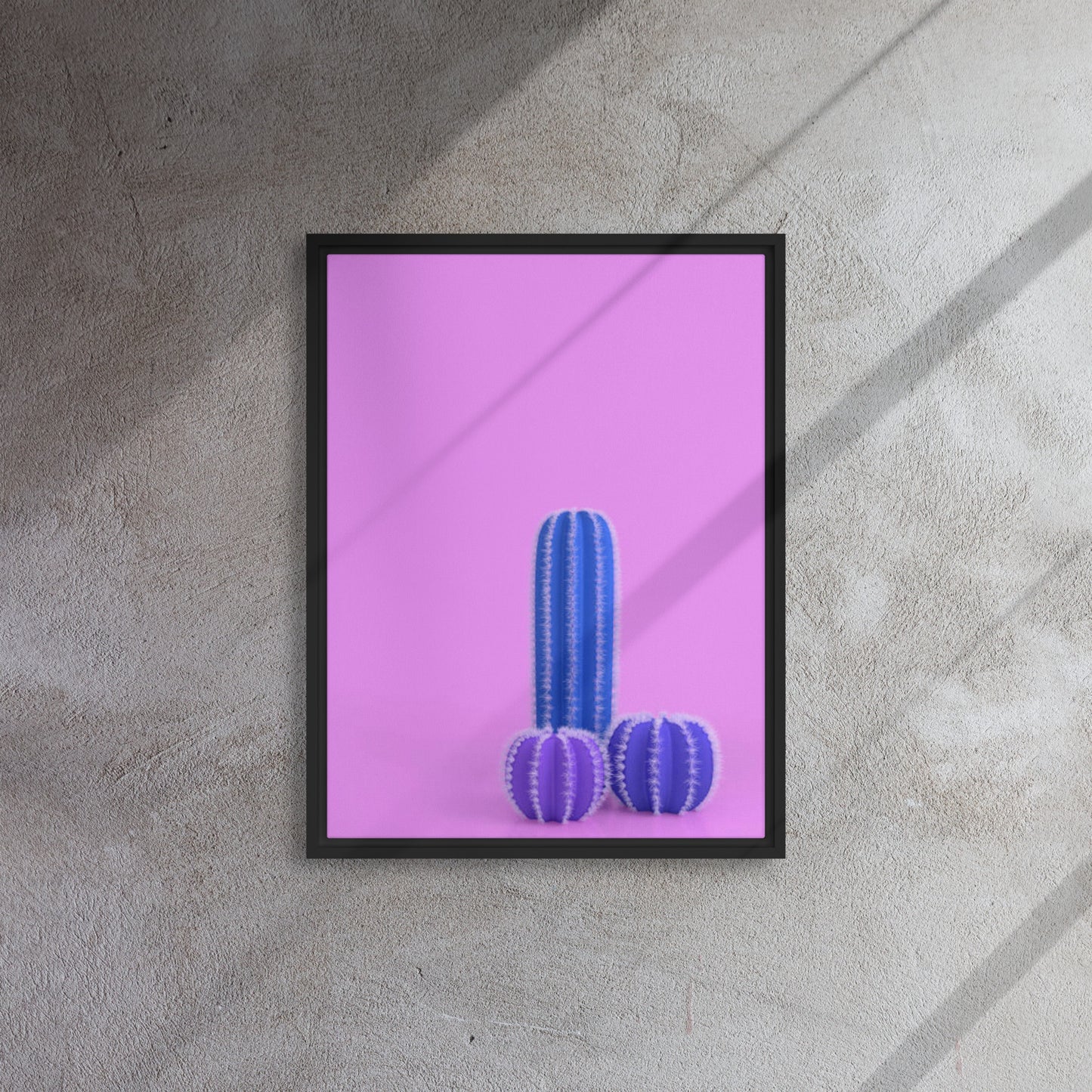 cactus canvas print wall art black floater frame