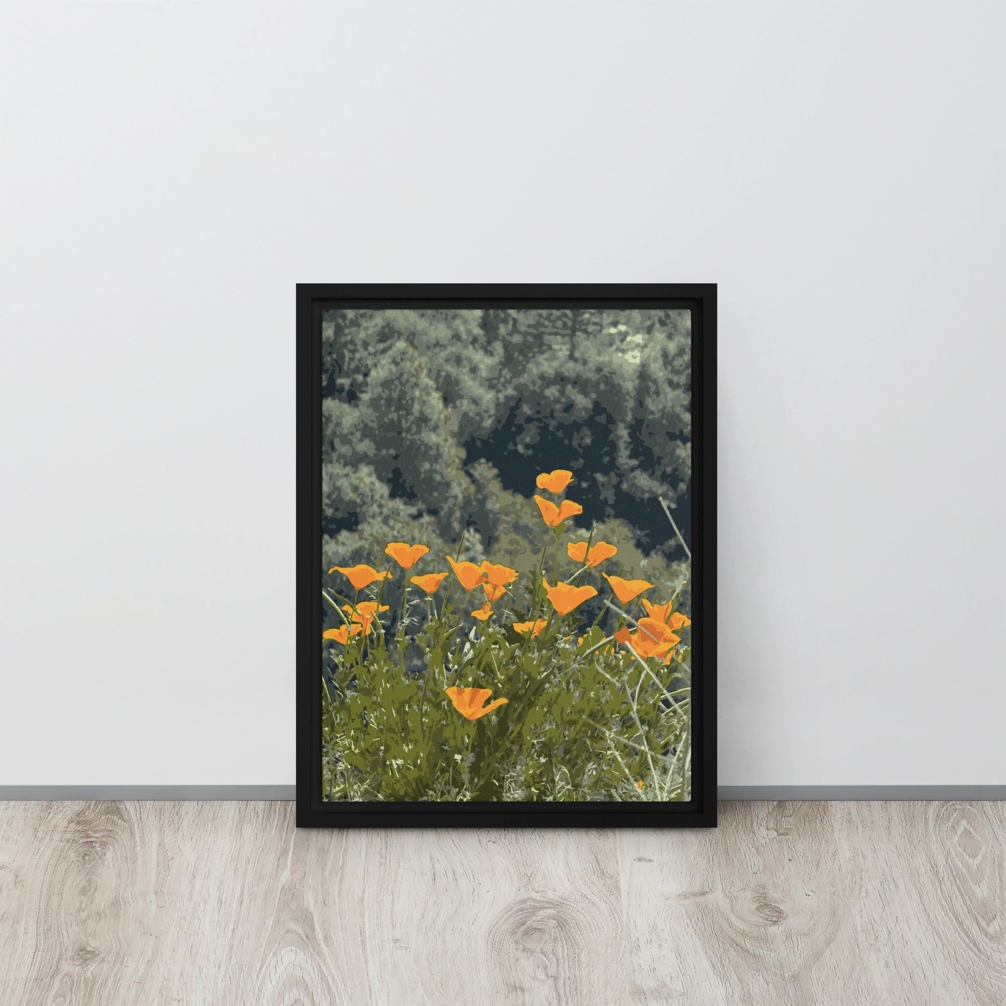 botanical california poppy canvas wall art decor