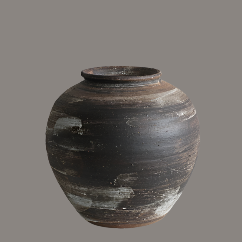 wabi sabi ceramic floor vase round 