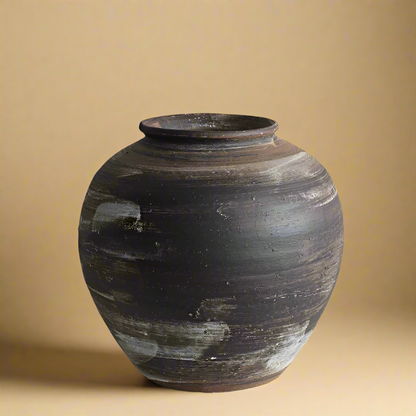 wabi sabi ceramic floor vase round 