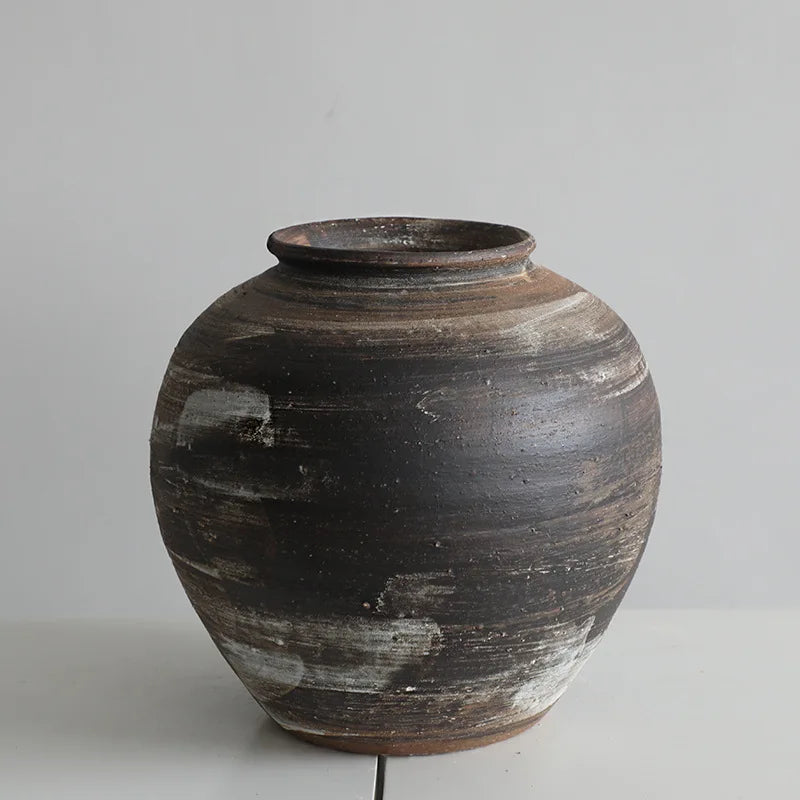 wabi sabi ceramic floor vase round 