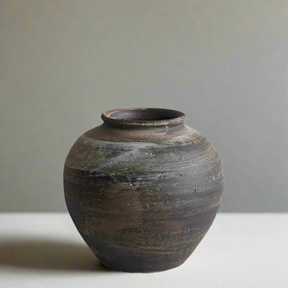 wabi sabi ceramic floor vase round 