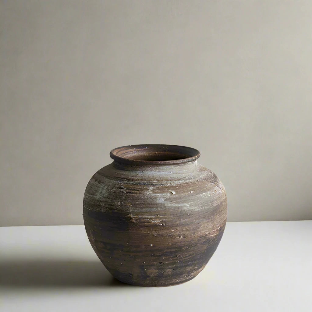 wabi sabi ceramic floor vase round 