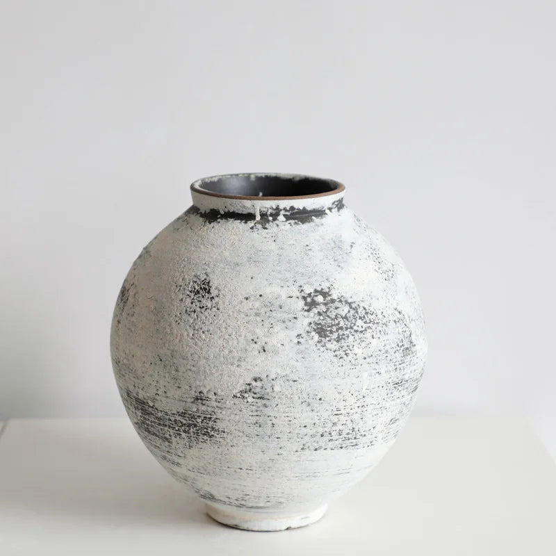 white wabi sabi ceramic table top vase 