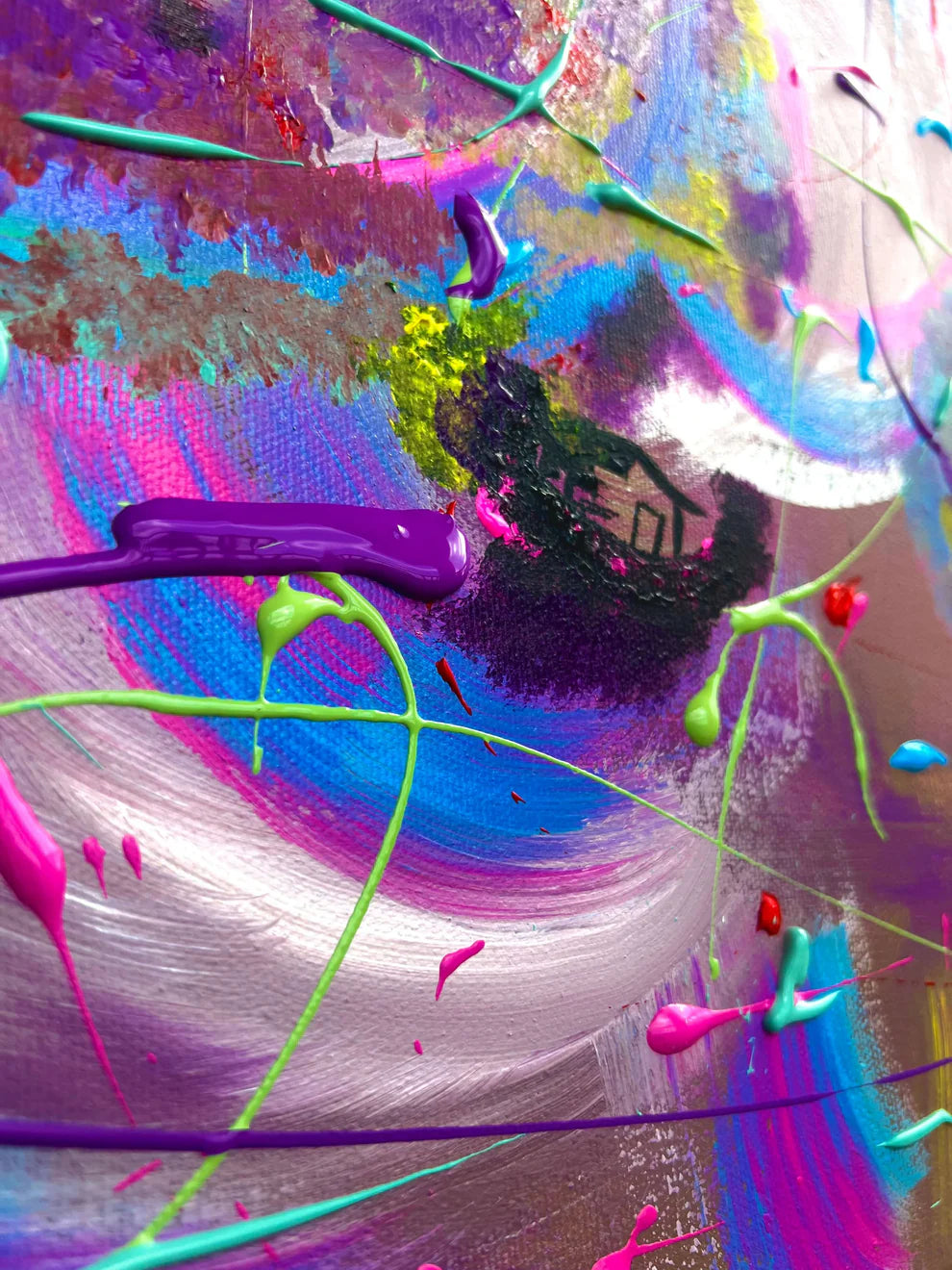 colorful large abstract splatter painting