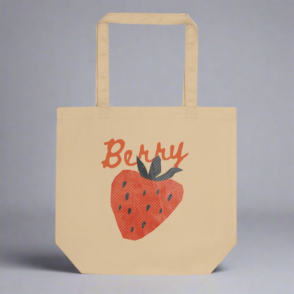 Organic Cotton Strawberry Tote Bag - Mirfia