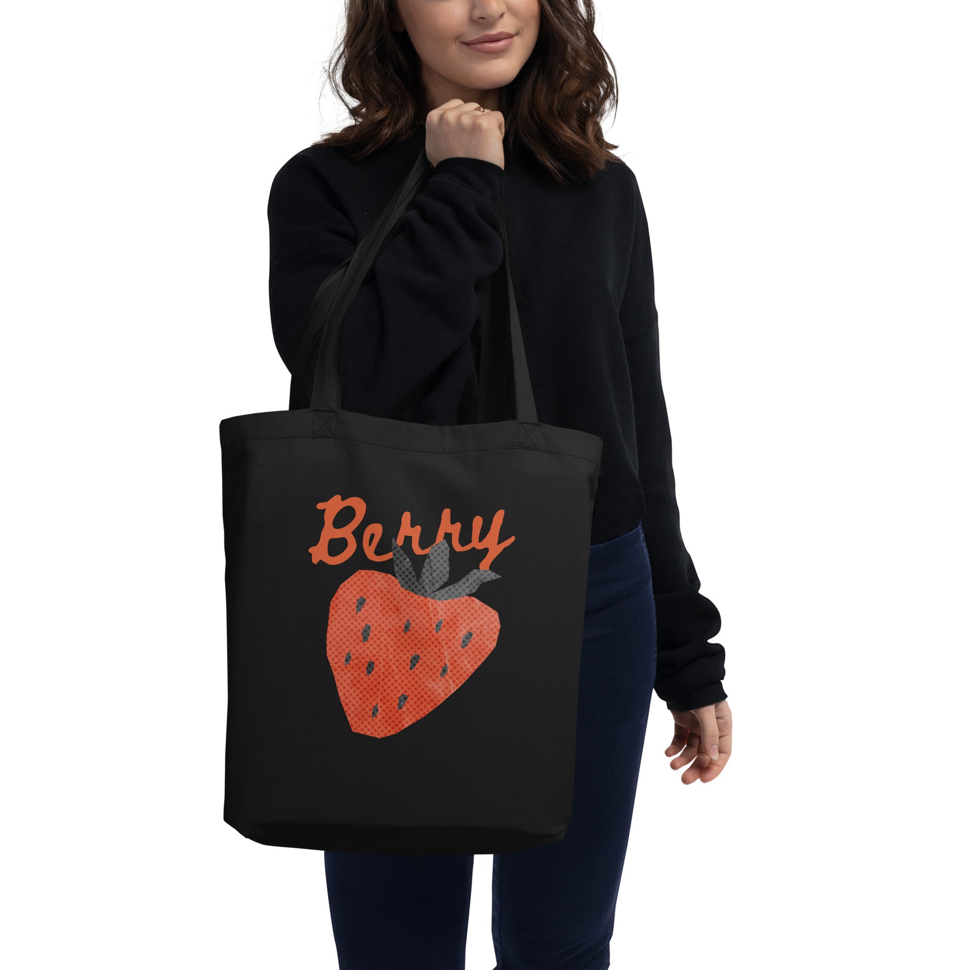 black eco cotton canvas tote bag 