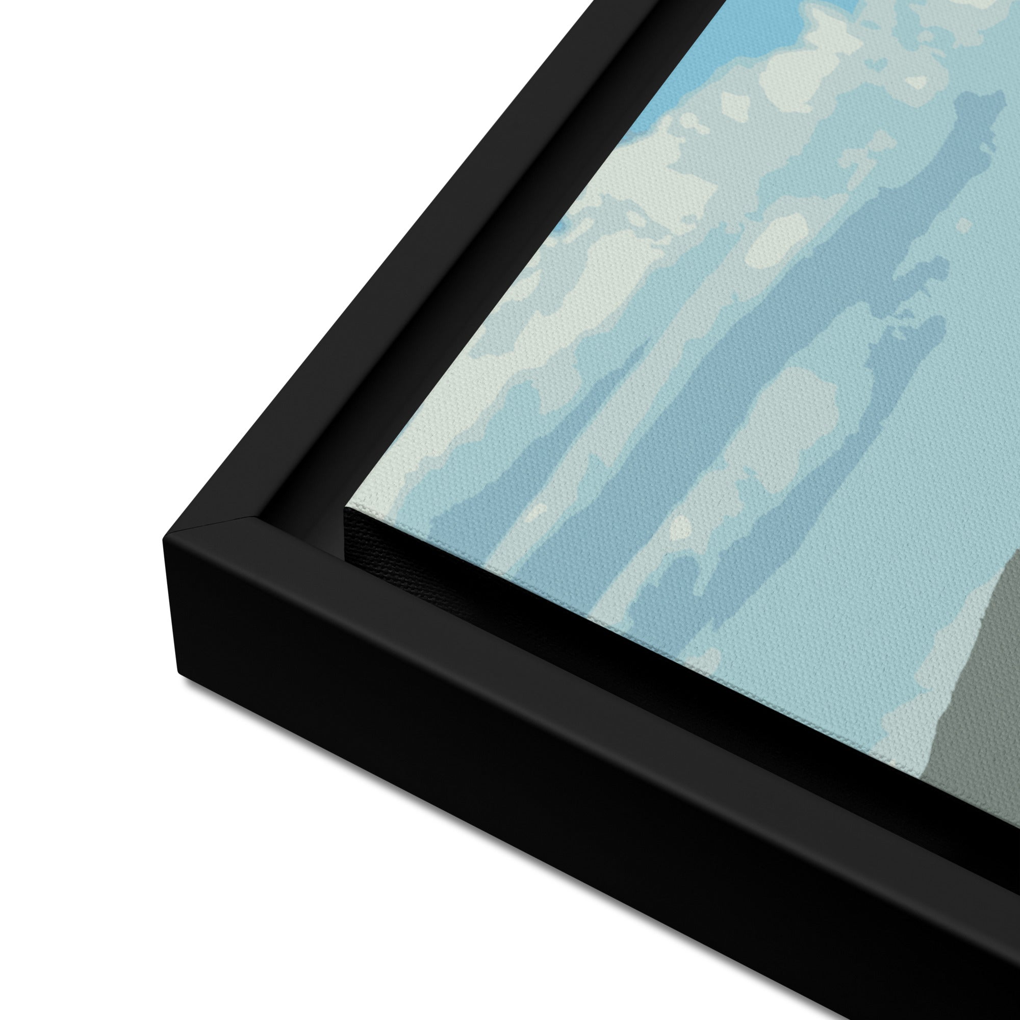 close up of framed countryside print detail