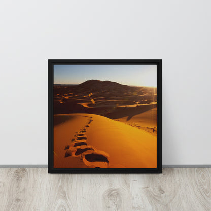 Desert canvas print wall art with black floater frame