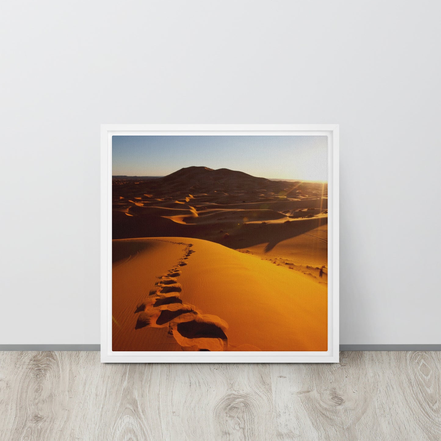 Desert canvas print wall art with white floater frame