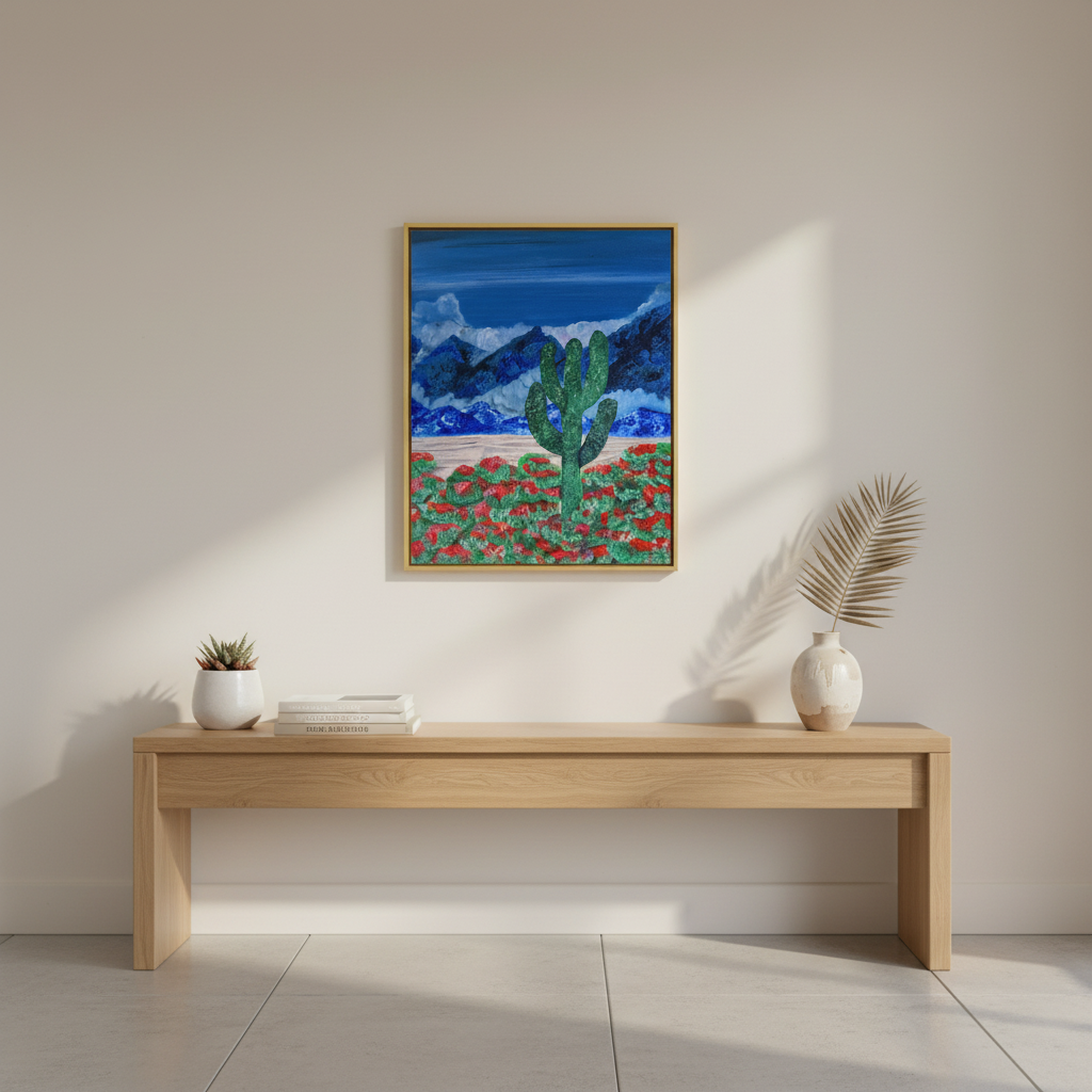 hand-painted desert acrylic artwork on canvas 