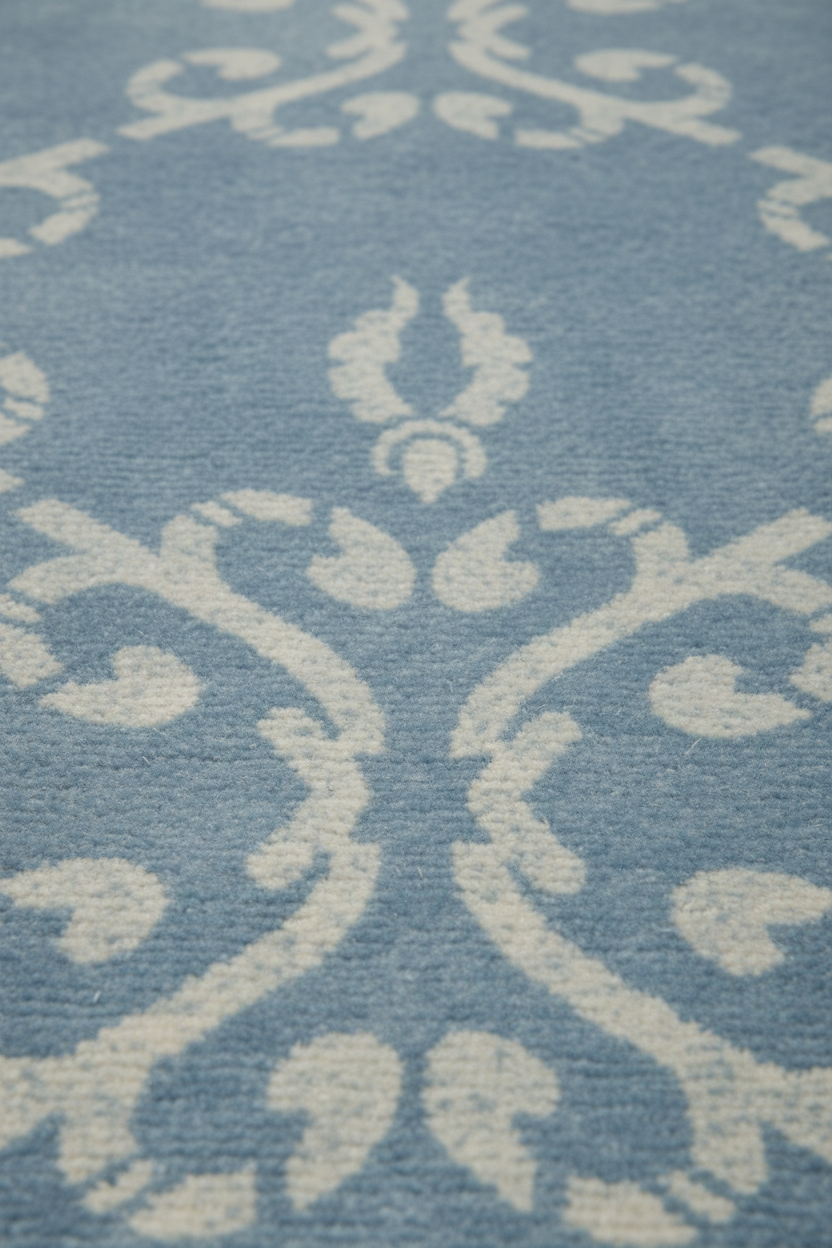 Dusty Blue Damask Rug