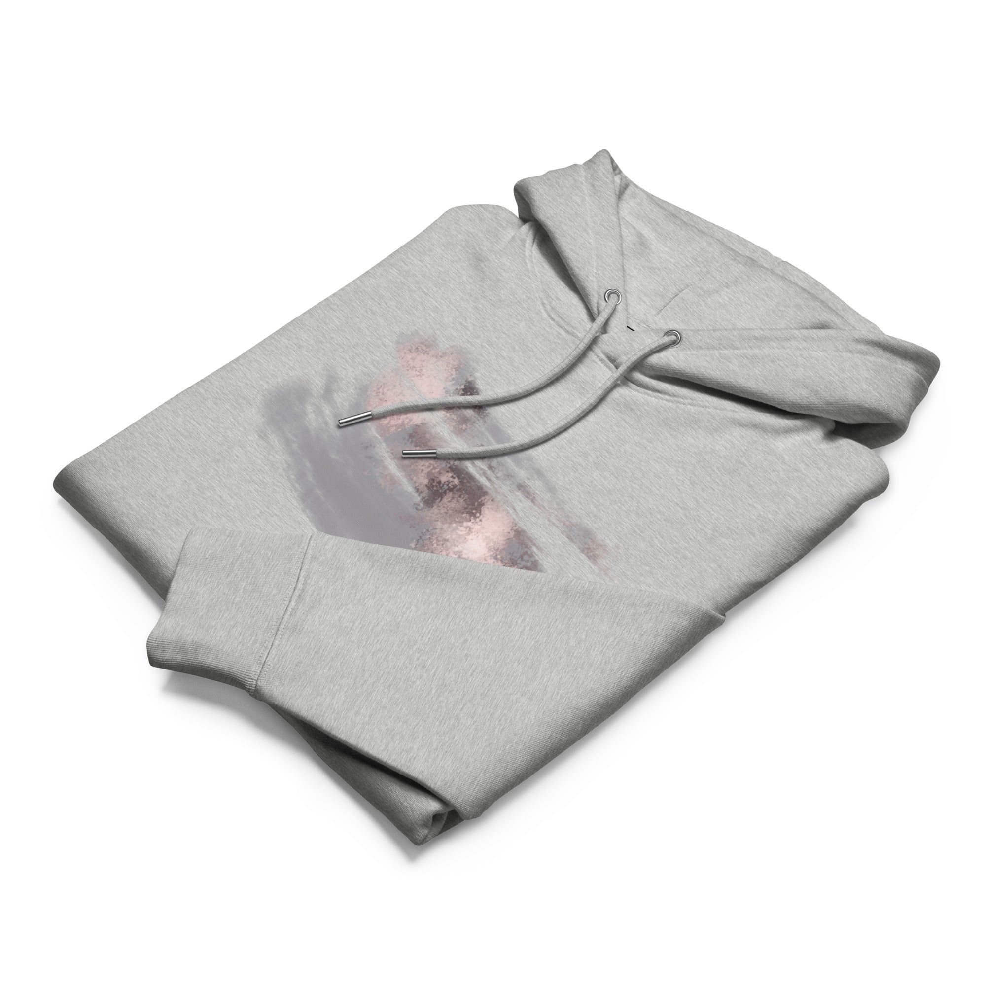 close up folded view earned Calm hoodie grey