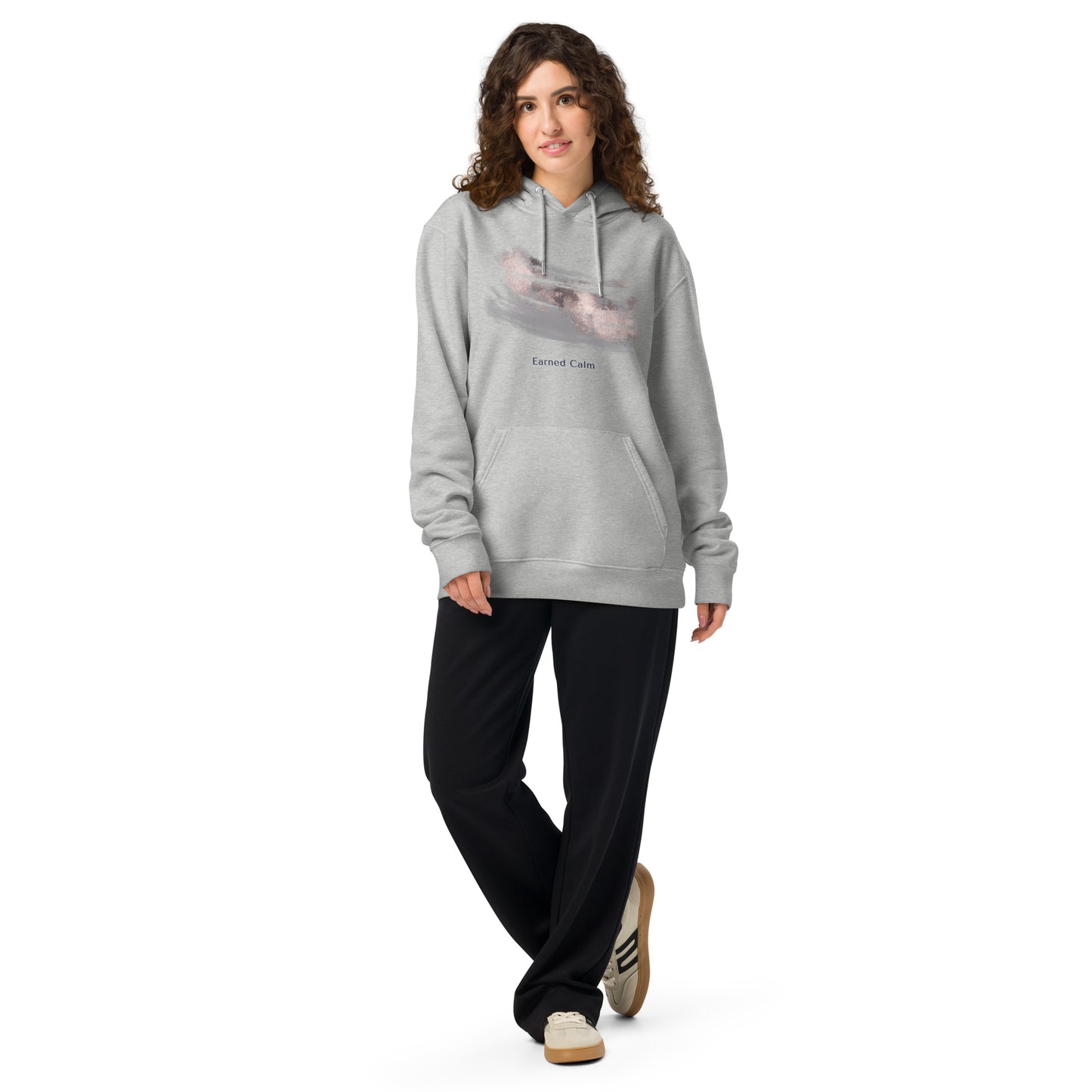 earned calm hoodie front organic fabric 