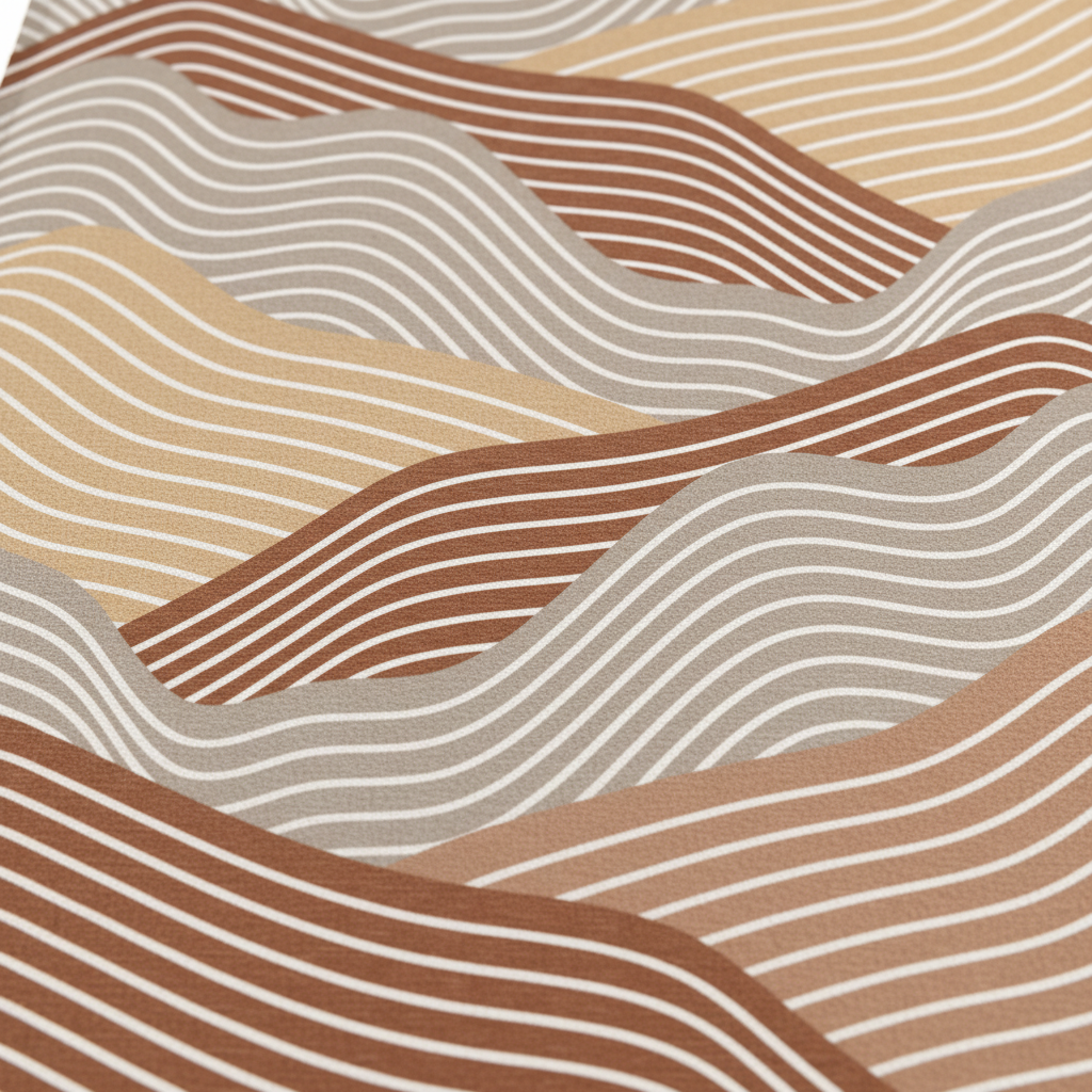 close up of earth tone abstract landscape rug