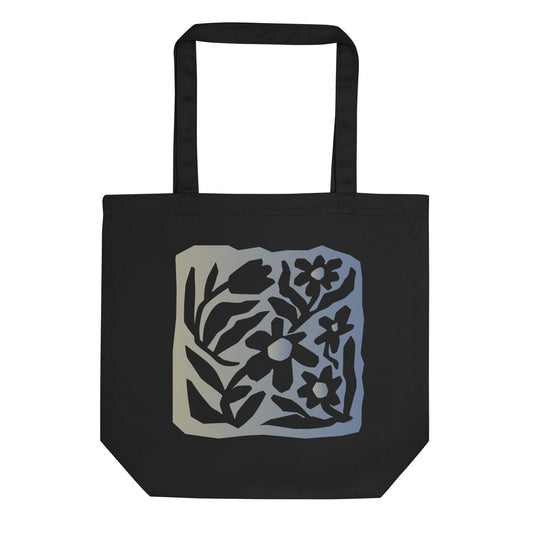 Mireille Fine Art, floral tote bag minimal organic, black shopping bags