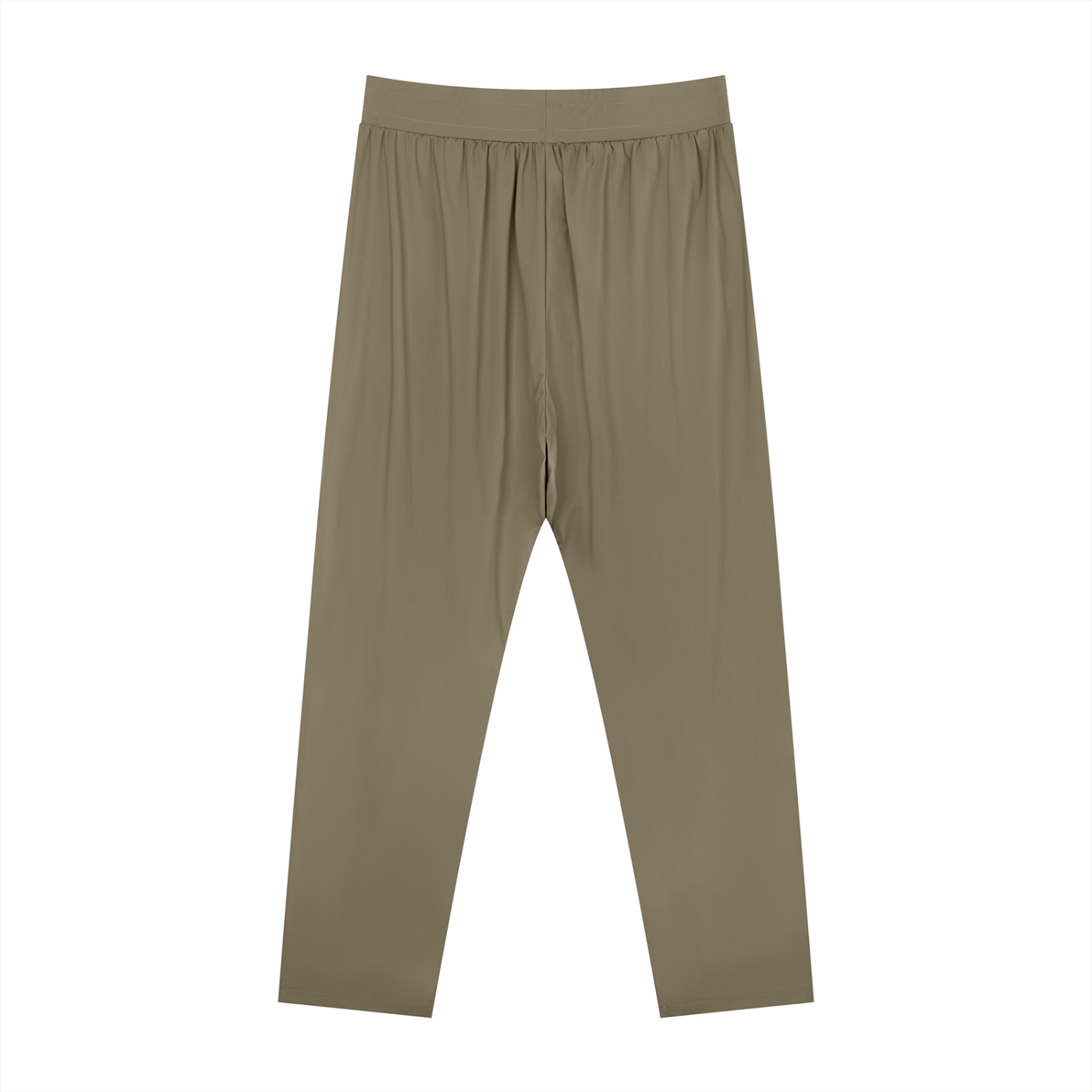 flat lay back view of men's straight leg elastic waist pants 