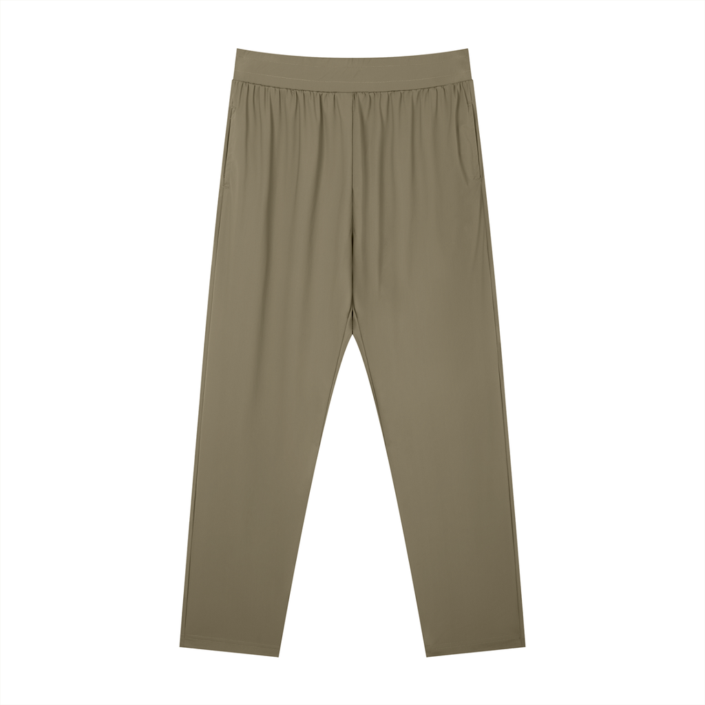 flat lay front view of men's straight leg elastic waist pants