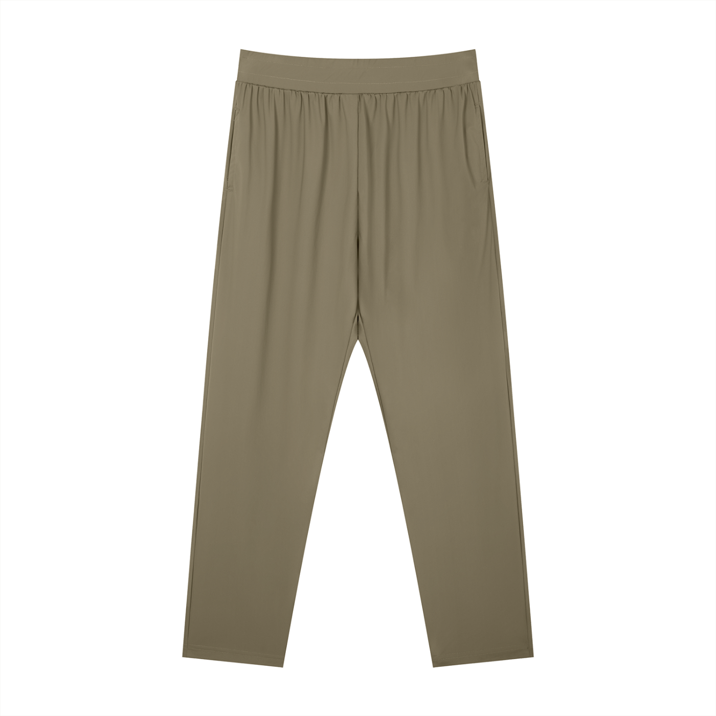 flat lay front view of men's straight leg elastic waist pants