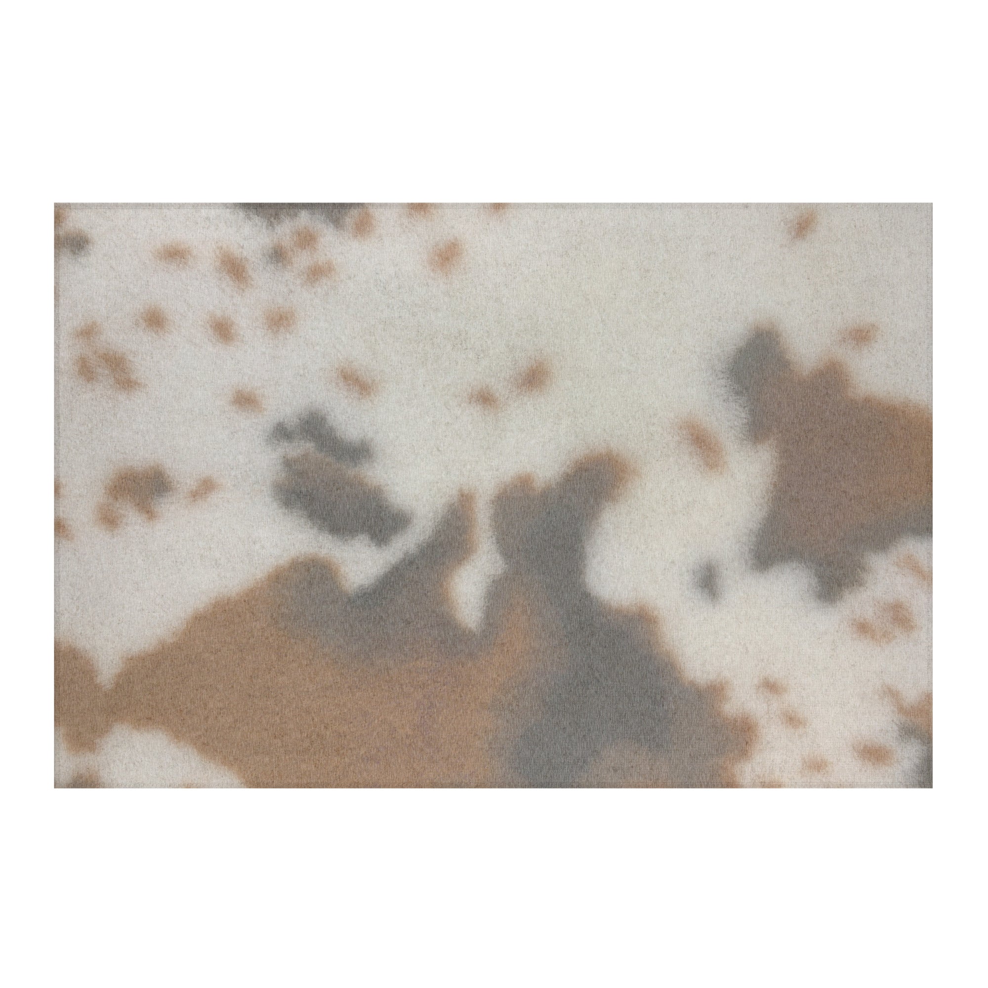 distressed brown and cream cow print carpet 