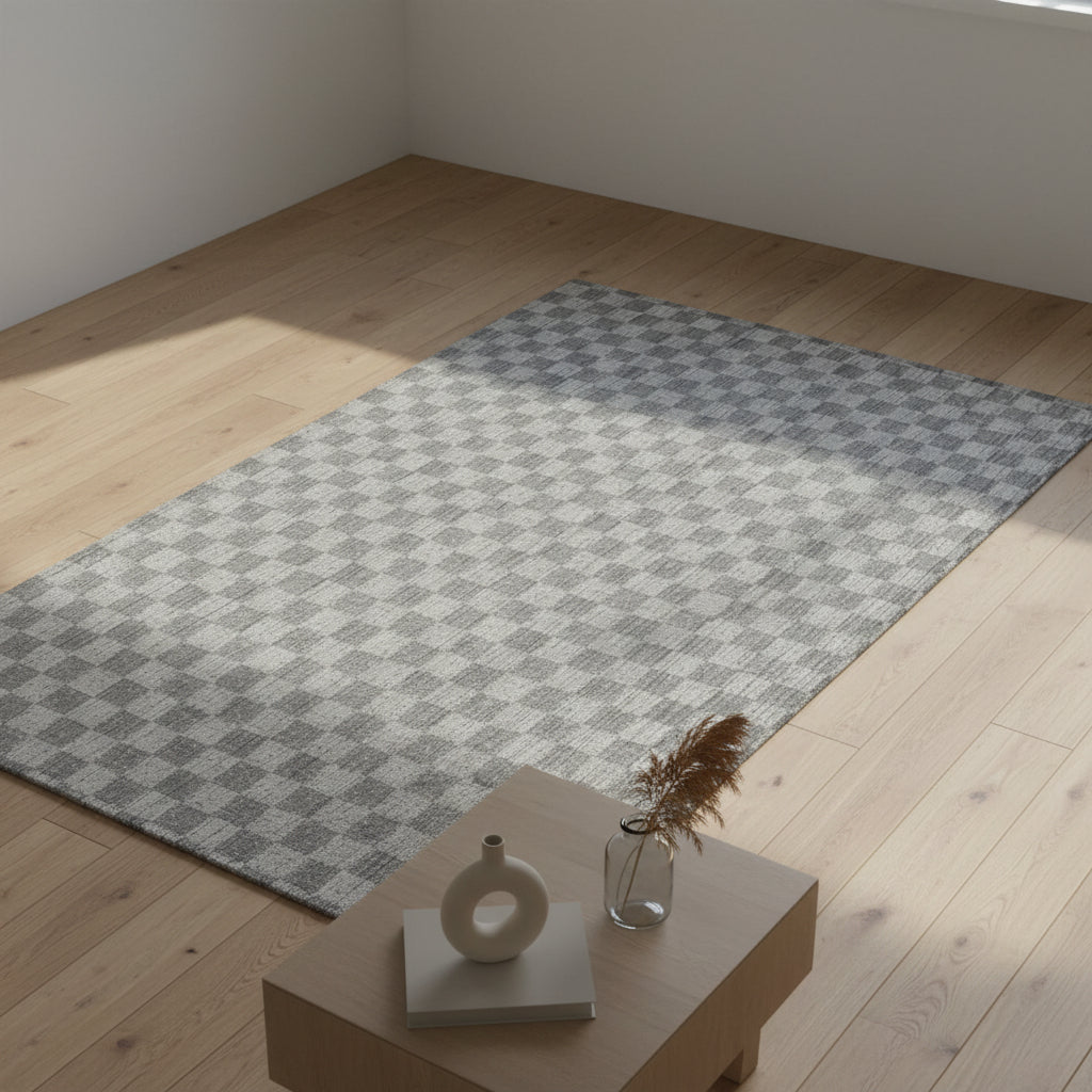 faded checkered rug neutral vintage style area rug