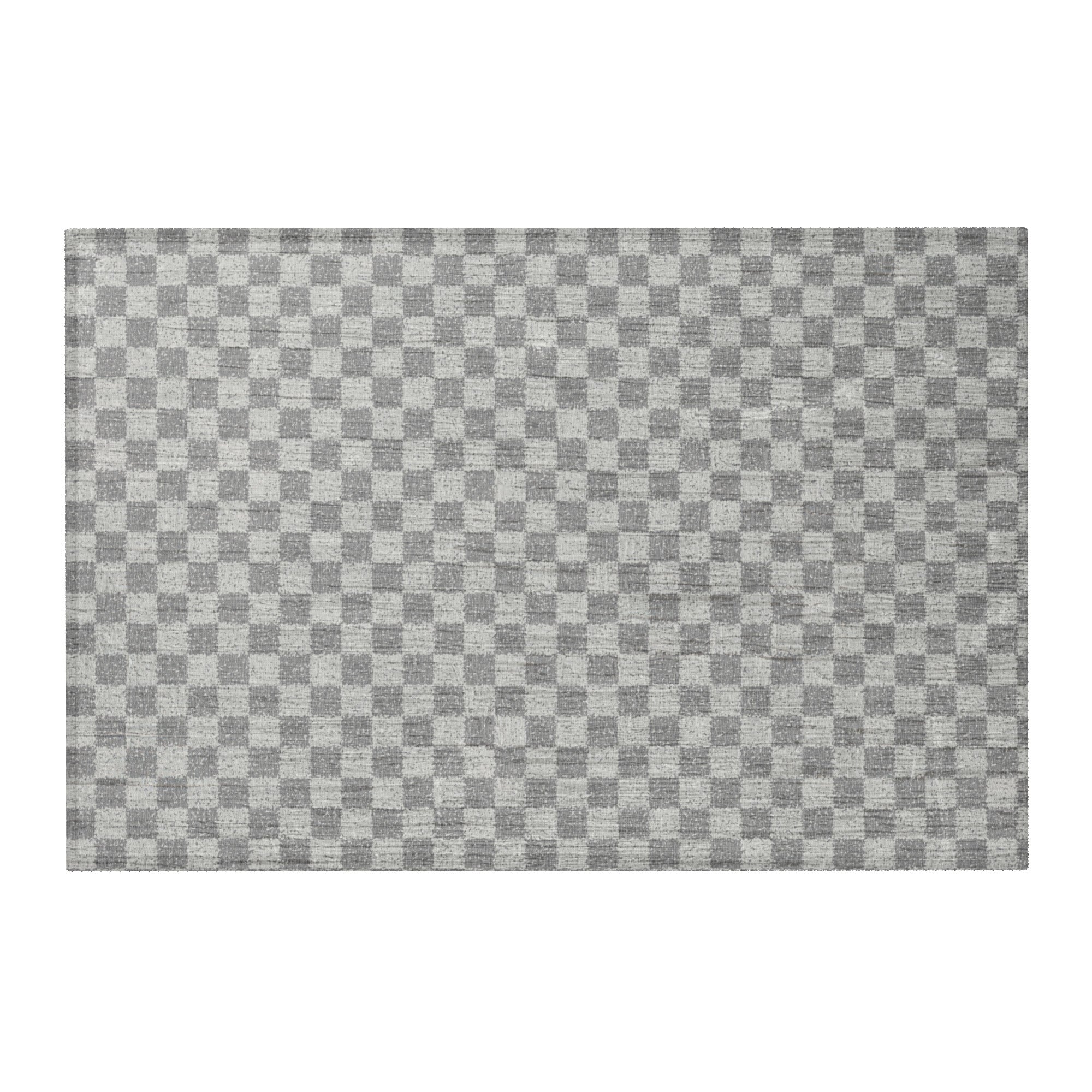 antique style checkered rug with distressed texture 