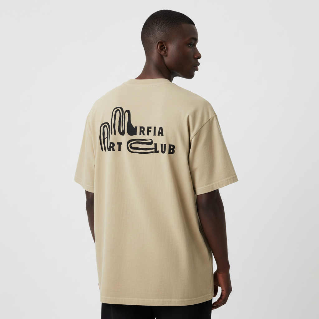 back view of oversized faded graphic tee with relaxed fit 