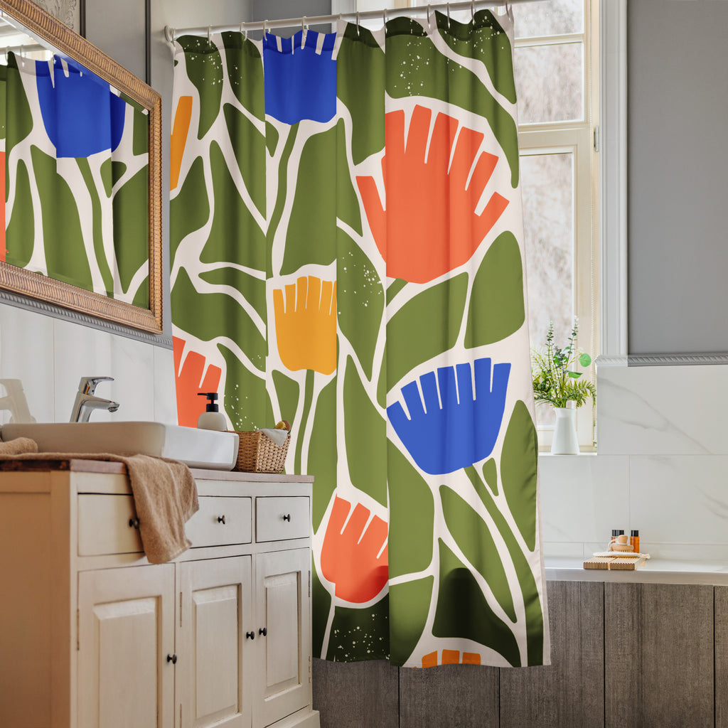 Floral Abstract Daisy Shower Curtain - Mirfia