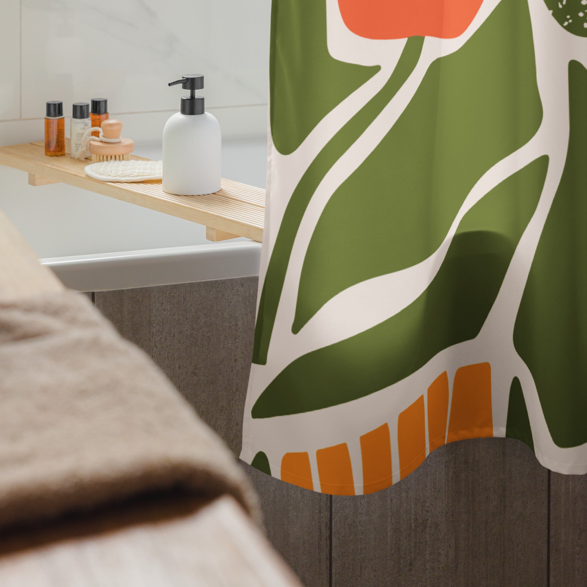 Floral Abstract Daisy Shower Curtain - Mirfia