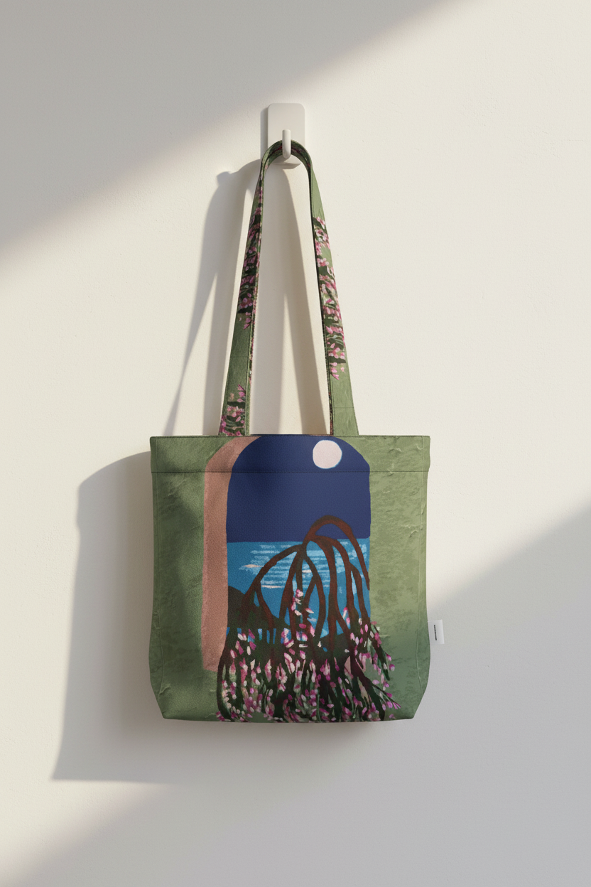 Floral print tote bag