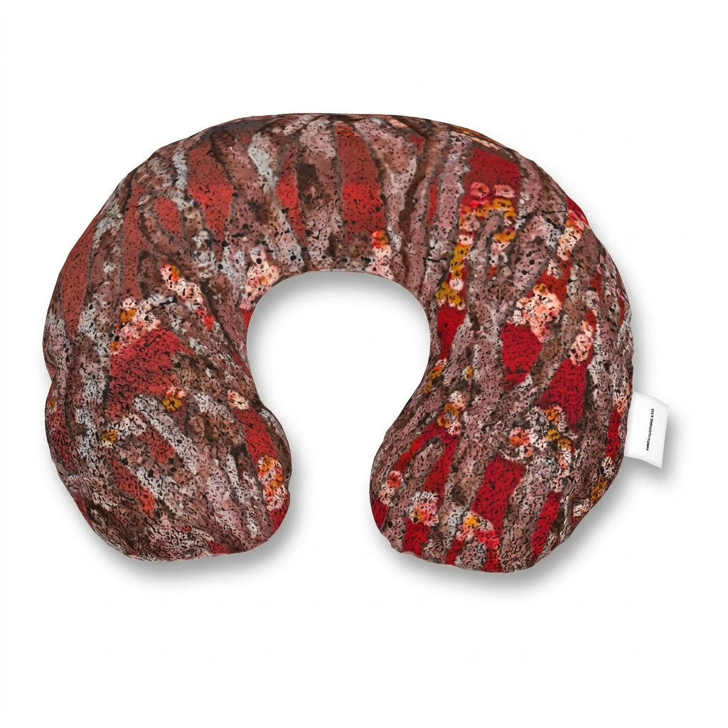 handmade floral camoflage neck pillow designed for travel comfort 