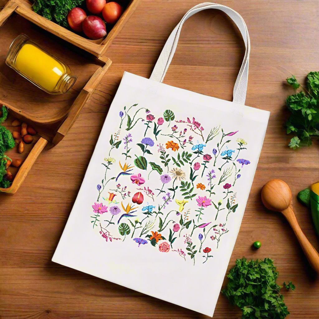 canvas cloth tote bag floral print