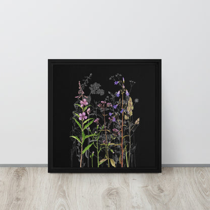 floral canvas print artwork black floater frame 