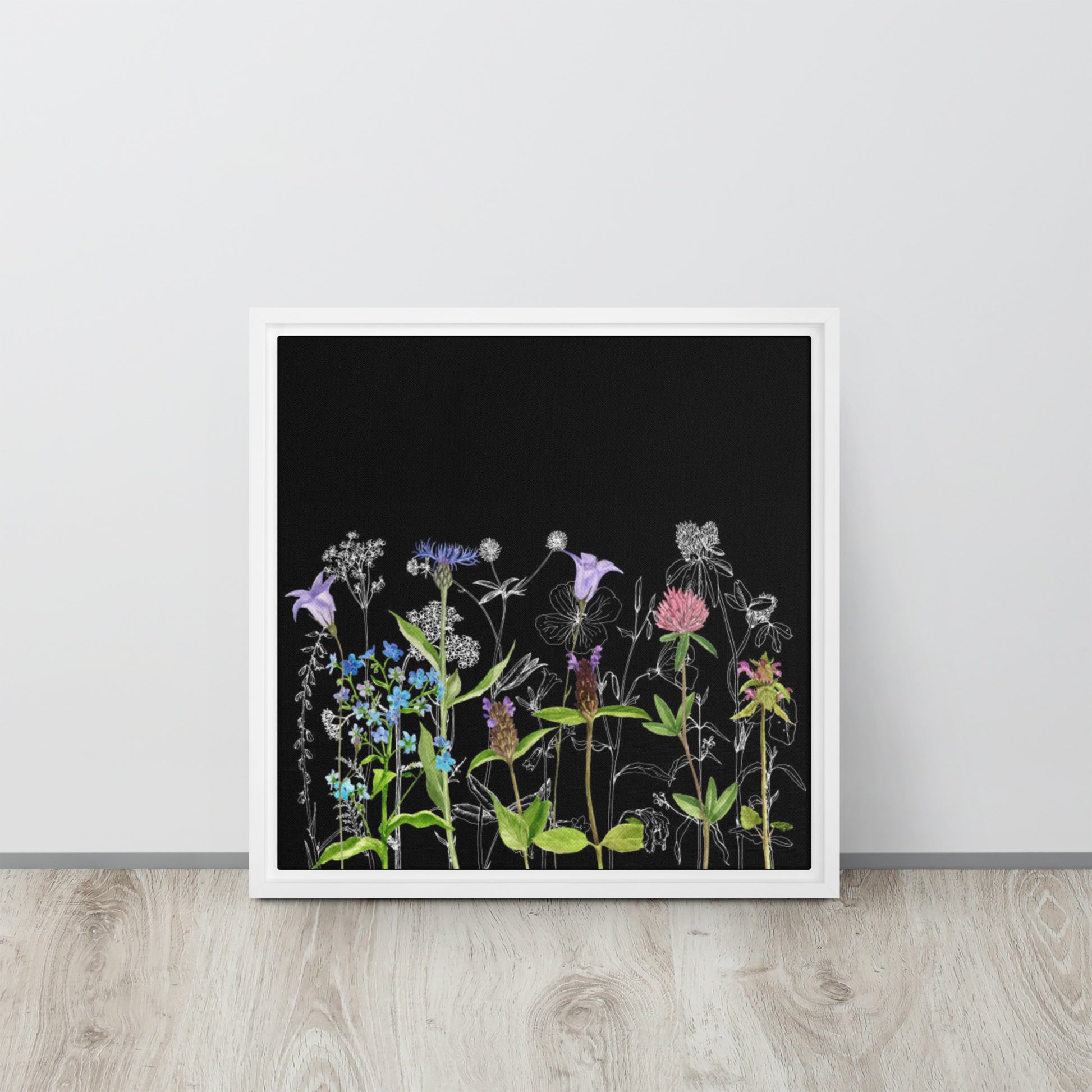 floral canvas print wall art white floater frame