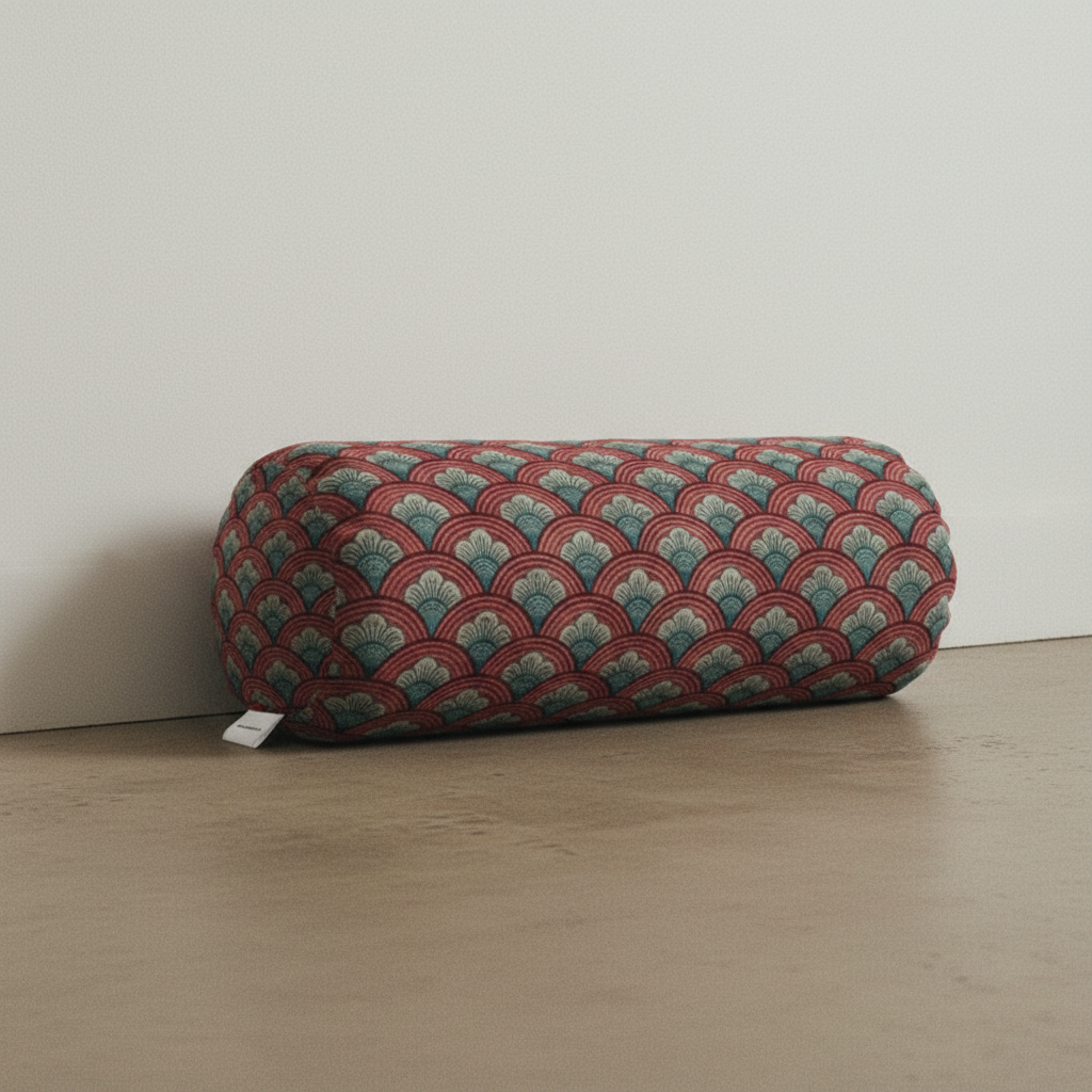 faux suede floral bolster pillow with padding and removable cover 